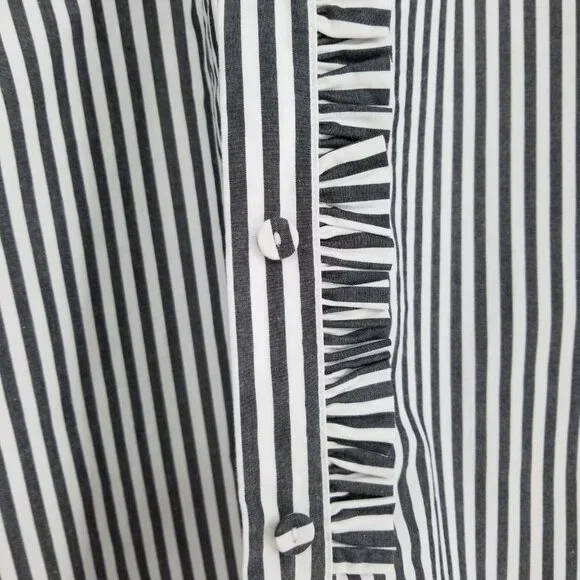 COS Button Down Oversized Long-Sleeve Striped Shirt w/ ruffle Sz.12 - Cotton - Picture 6 of 12
